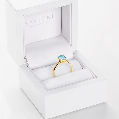 Pierścionek zaręczynowy SAVICKI: złoty, akwamaryn